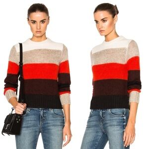 Rag & Bone Britton Striped Mohair Alpaca Sweater, Ivory/Multicolor